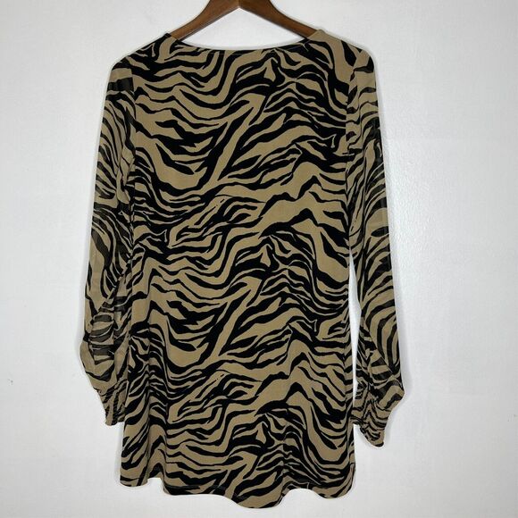 Susan Graver Women’s Top Small Animal Print Zebra Tunic Stretch Lightweight - Picture 6 of 8